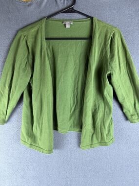 J Jill Sweater Small green cardigan womens button classic cotton casual